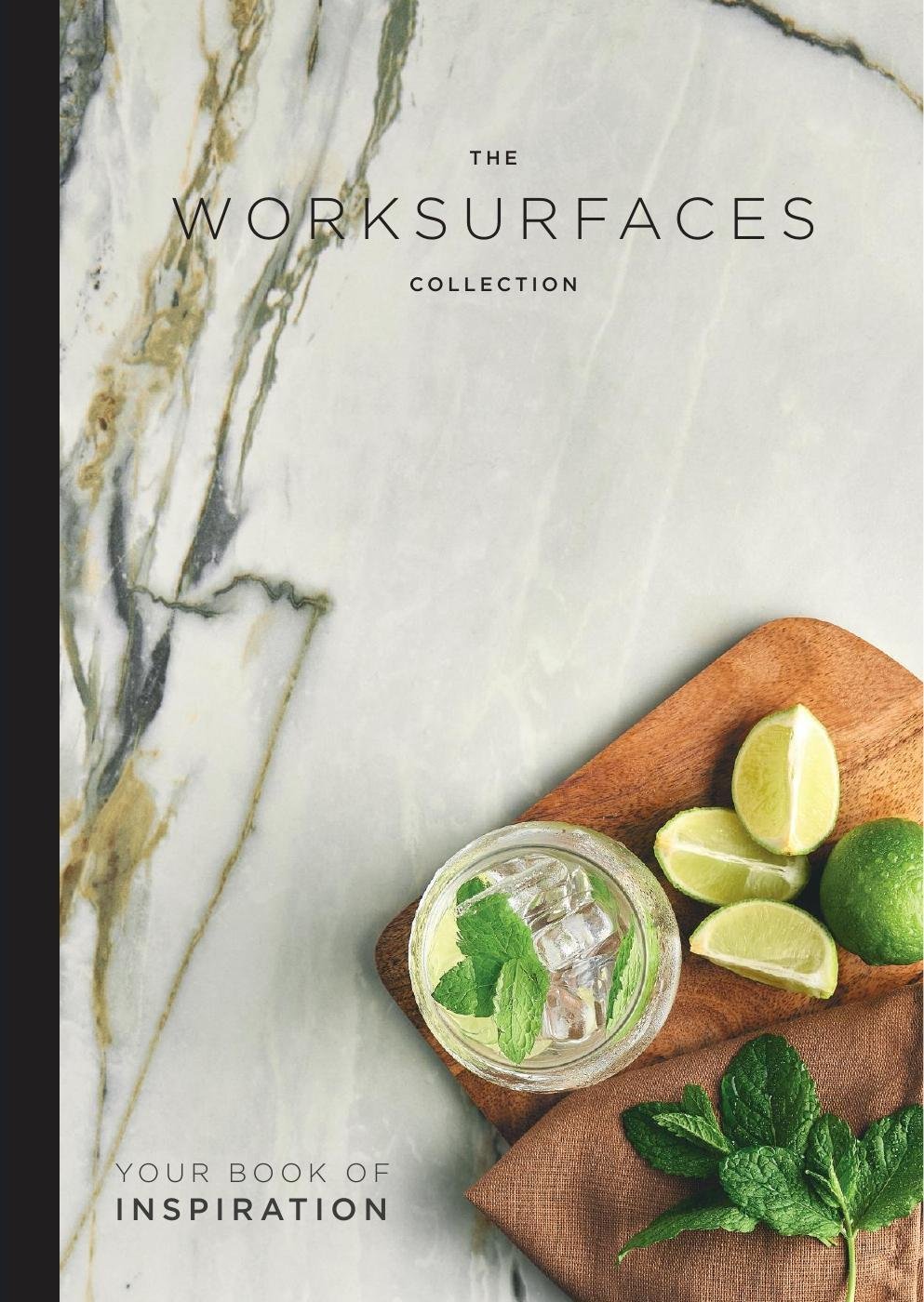 Cover of The Worksurfaces Collection, a Redwood Kitchens worktop materials guide